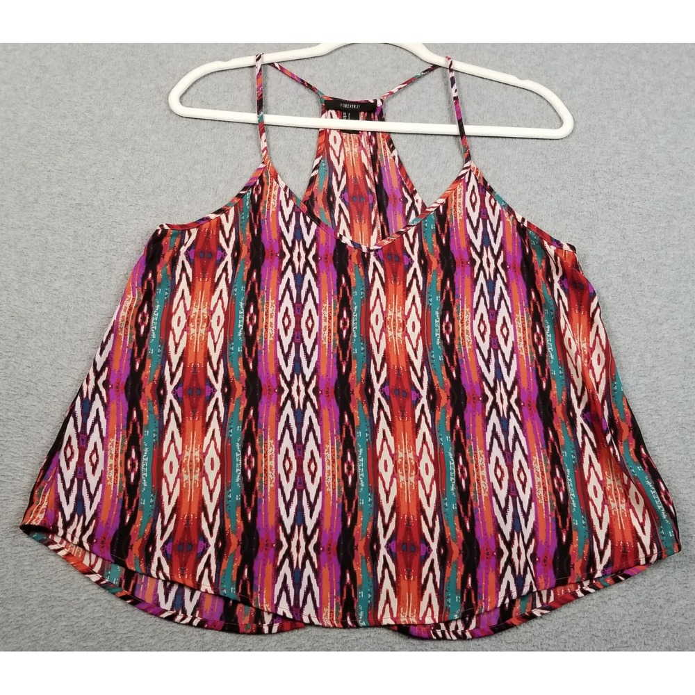 Forever 21 Camisole Tank Top Womens Small S Ikat Tribal Boho Sleeveless Summer